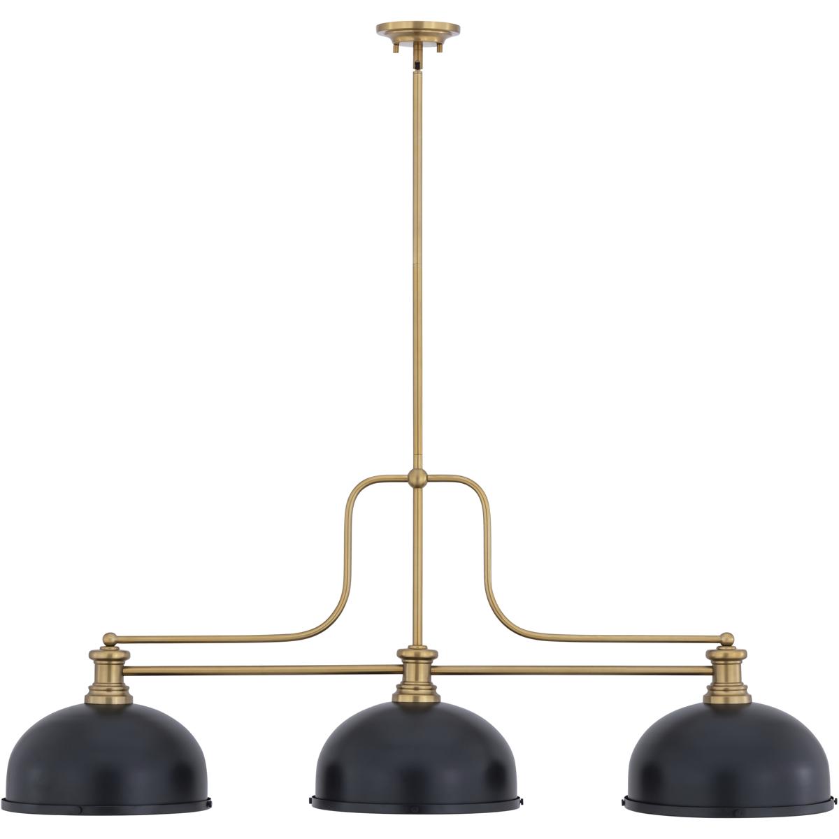Z-Lite 725-3HBR-D12MB Melange 3 Light 52 inch Heritage Brass Billiard Ceiling Light in Matte Black
